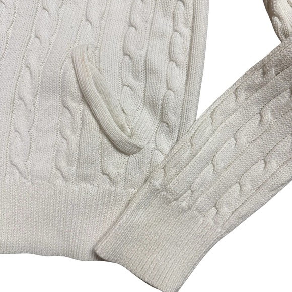 Ralph Lauren Sport Women's XL White Cream Full Zip Cable Knit Sweater Jacket - Picture 4 of 6